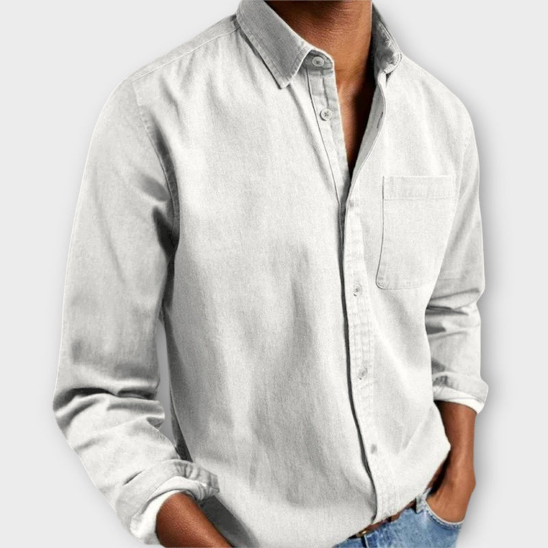 Lässiges Herren-Langarmhemd in Jeans-Optik