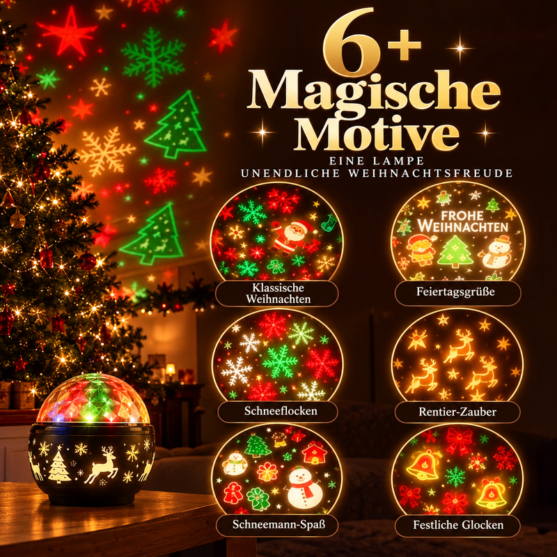 Weihnachtsbaum-Projektorlampe mit festlichen Motiven