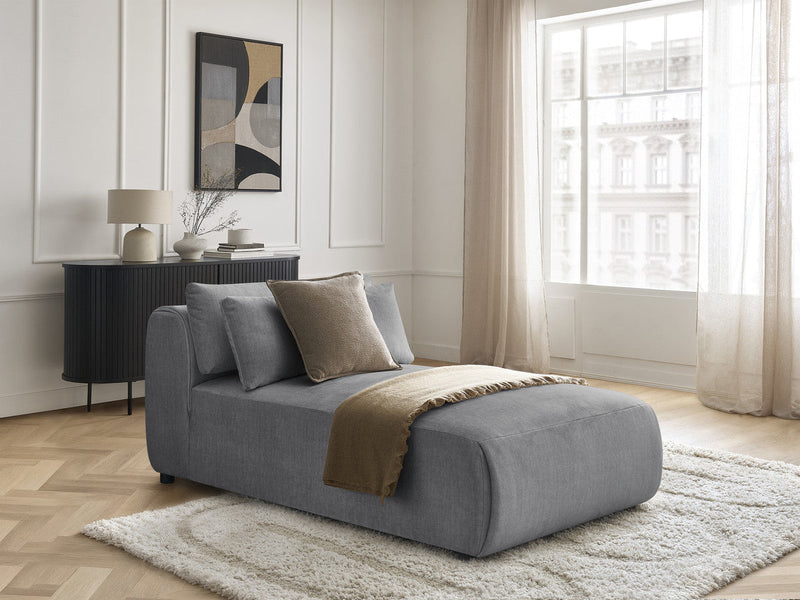 Modulare Chaiselongue mit gepolstertem Kopfteil und verlängertem Sitzbereich