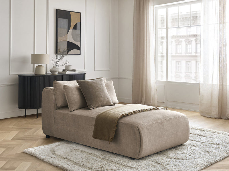 Modulare Chaiselongue mit gepolstertem Kopfteil und verlängertem Sitzbereich