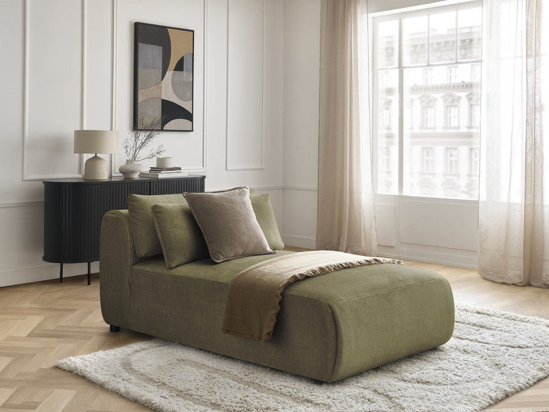 Modulare Chaiselongue mit gepolstertem Kopfteil und verlängertem Sitzbereich