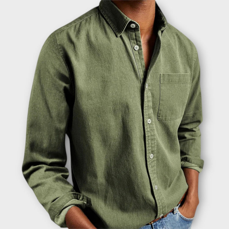 Lässiges Herren-Langarmhemd in Jeans-Optik