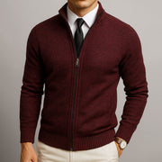 Herren-Strickjacke mit Reißverschluss und Stehkragen