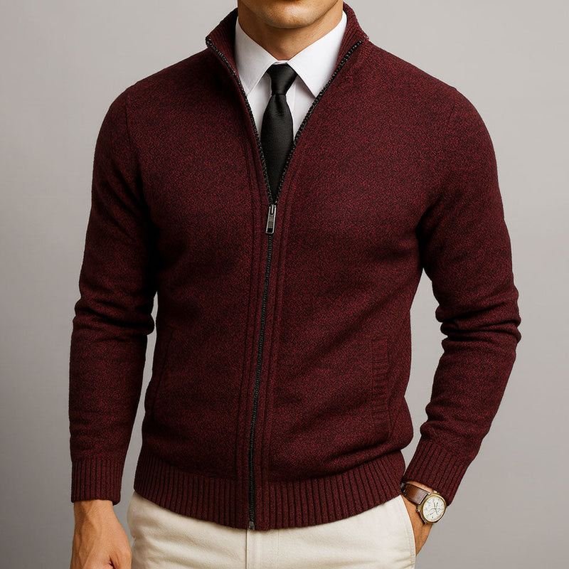 Herren-Strickjacke mit Reißverschluss und Stehkragen