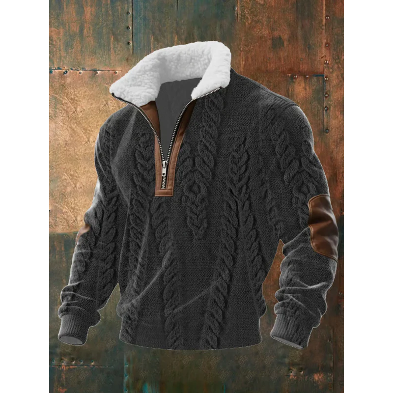 Herren-Strickpullover mit Fleecekragen