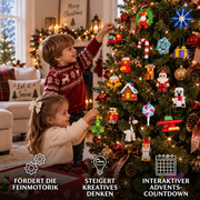 Bausteine-Adventskalender mit Weihnachtsschmuck