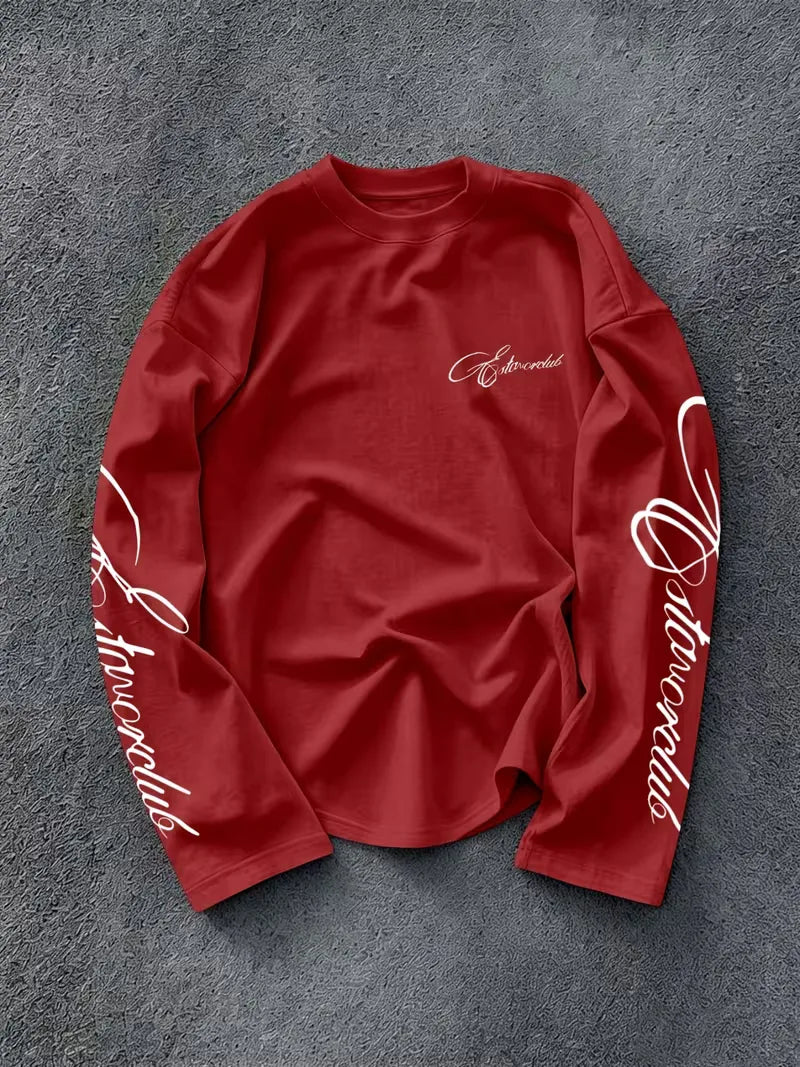 Langarmshirt mit Rundhalsausschnitt und Schriftzug auf den Ärmeln