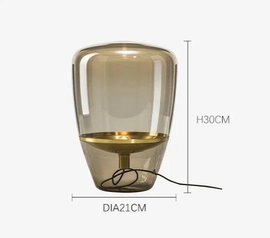 Skandinavische Glas-Tischlampe mit LED und sichtbarer Fassung