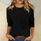 Fließendes Damen-Langarmshirt mit Rundhals