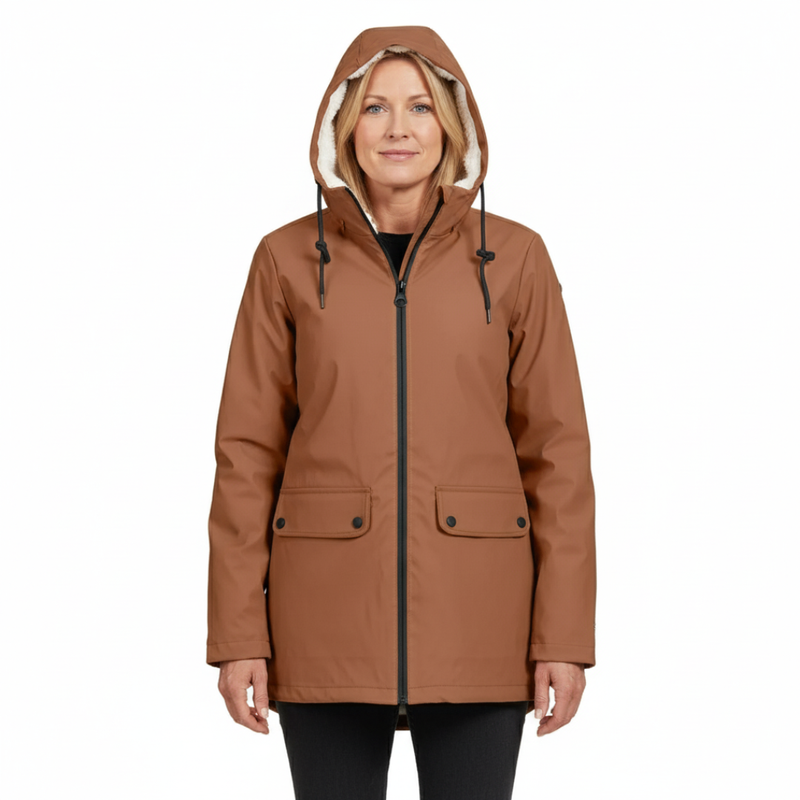 Wasserdichte Damenjacke mit Fleecefutter und Kapuze