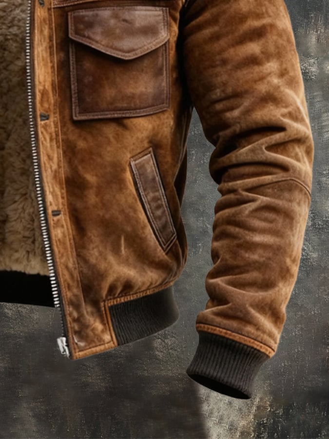 Herren-Fliegerjacke mit Sherpa-Futter