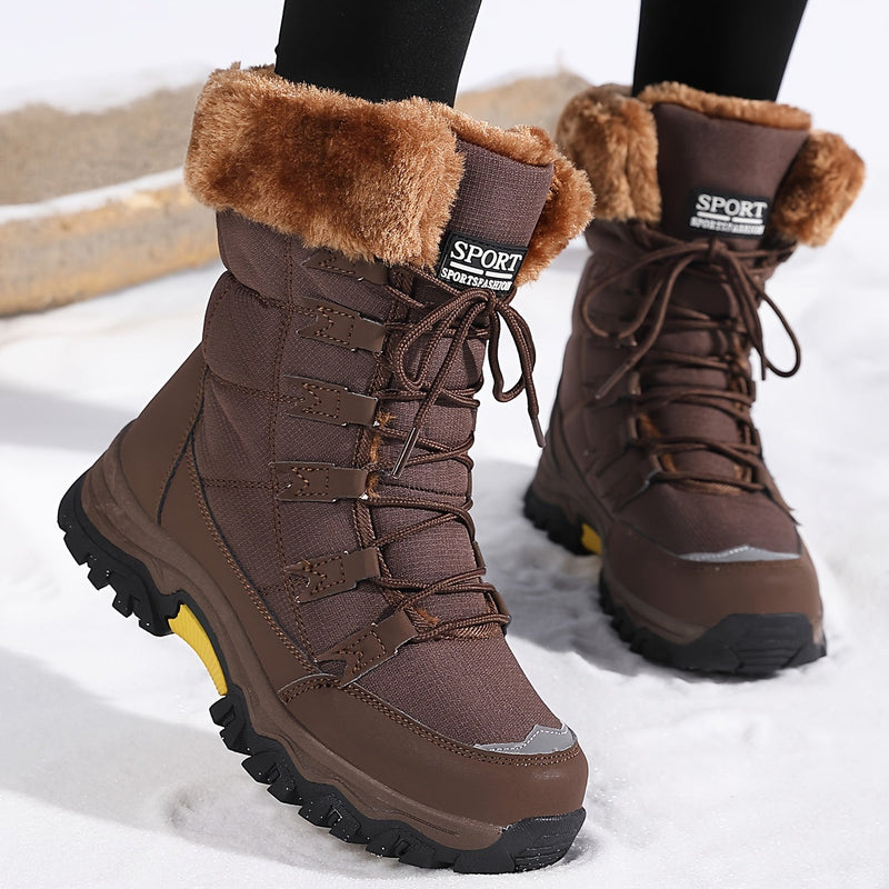 Warme Damen-Winterstiefel mit Fellkragen