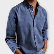 Lässiges Herren-Langarmhemd in Jeans-Optik