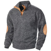 Meliertes Herren-Sweatshirt mit Knopfkragen