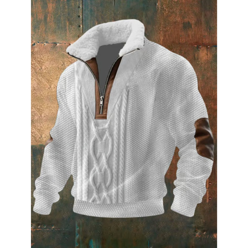 Herren-Strickpullover mit Fleecekragen