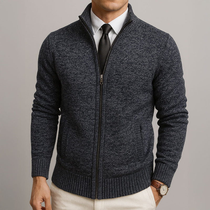 Herren-Strickjacke mit Reißverschluss und Stehkragen