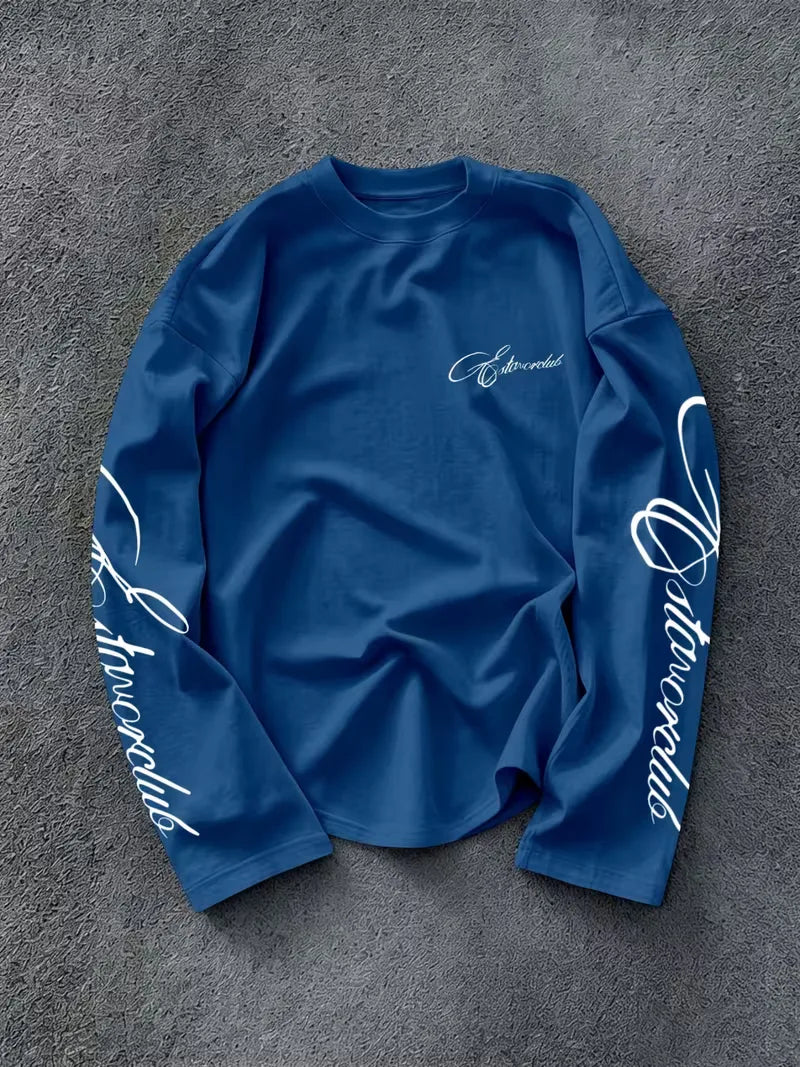 Langarmshirt mit Rundhalsausschnitt und Schriftzug auf den Ärmeln