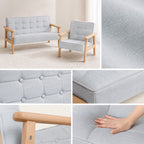 Gepolstertes Kindersofa mit Armlehnen aus Buchenholz