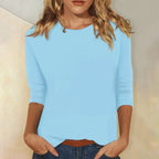 Fließendes Damen-Langarmshirt mit Rundhals