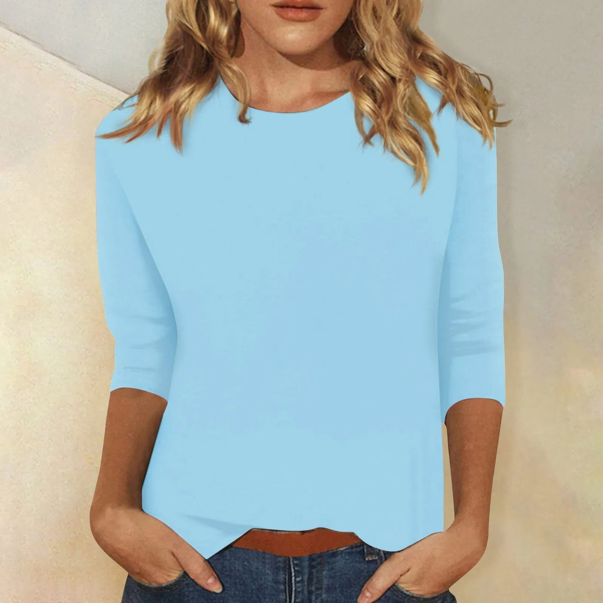 Fließendes Damen-Langarmshirt mit Rundhals