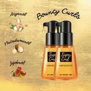 Orangefarbenes Haaröl Super Curl Hair Booster mit schwarzem Pumpspender
