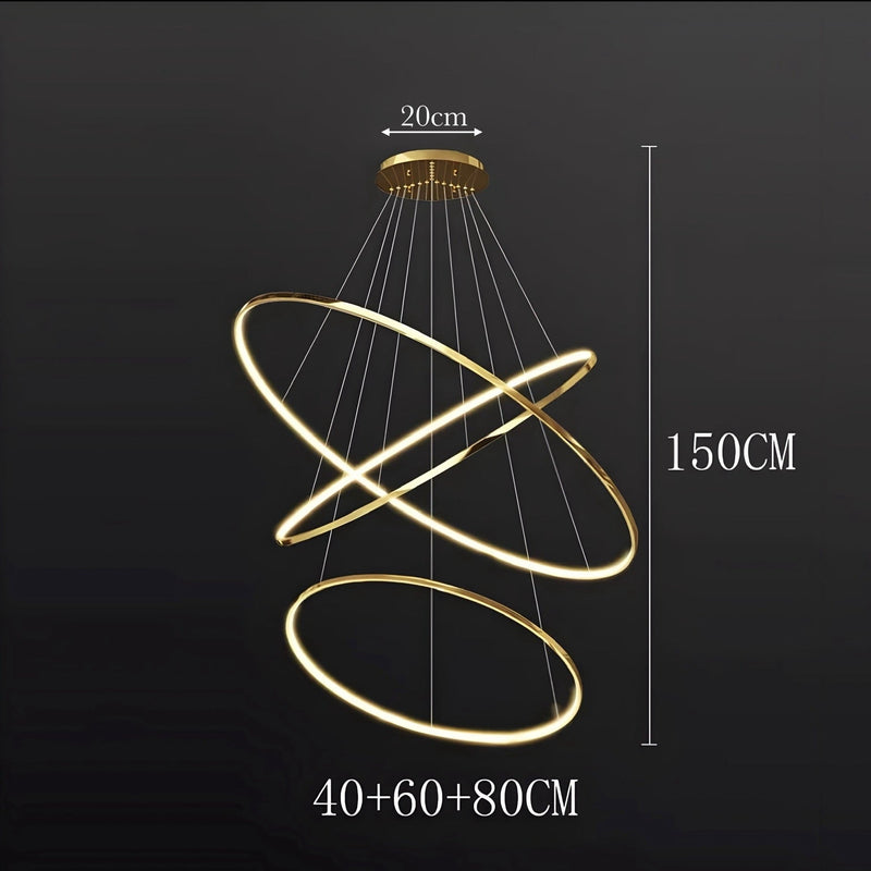LED-Kronleuchter aus schwebenden Ringen