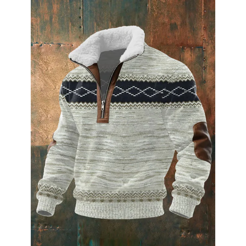 Herren-Strickpullover mit Fleecekragen