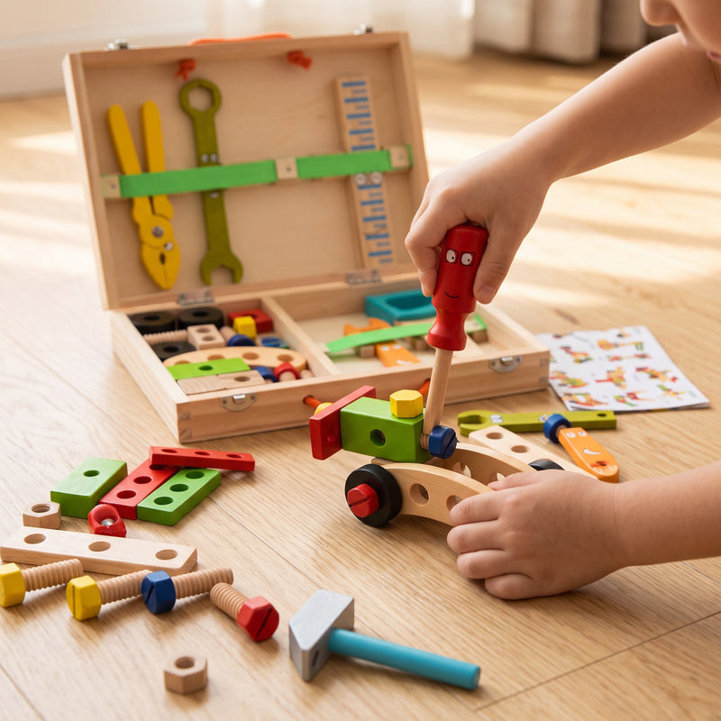 Holz-Werkzeugkiste für Kinder mit 35 Teilen