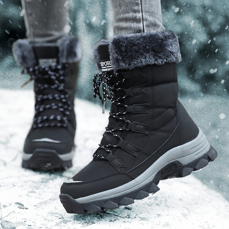 Warme Damen-Winterstiefel mit Fellkragen