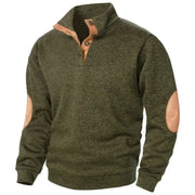 Meliertes Herren-Sweatshirt mit Knopfkragen