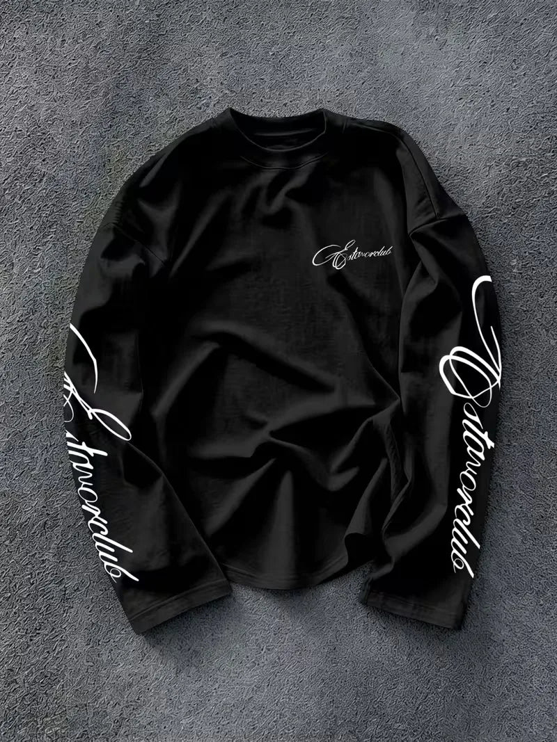 Langarmshirt mit Rundhalsausschnitt und Schriftzug auf den Ärmeln