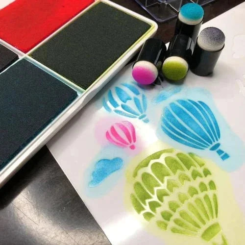 Buntes Finger-Malset für Kinder mit Stempelaufsätzen und Blumen-Schablonen