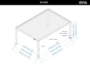 Rechteckige Pergola mit vier Pfosten und überdachtem Dach auf einer Gartenterrasse