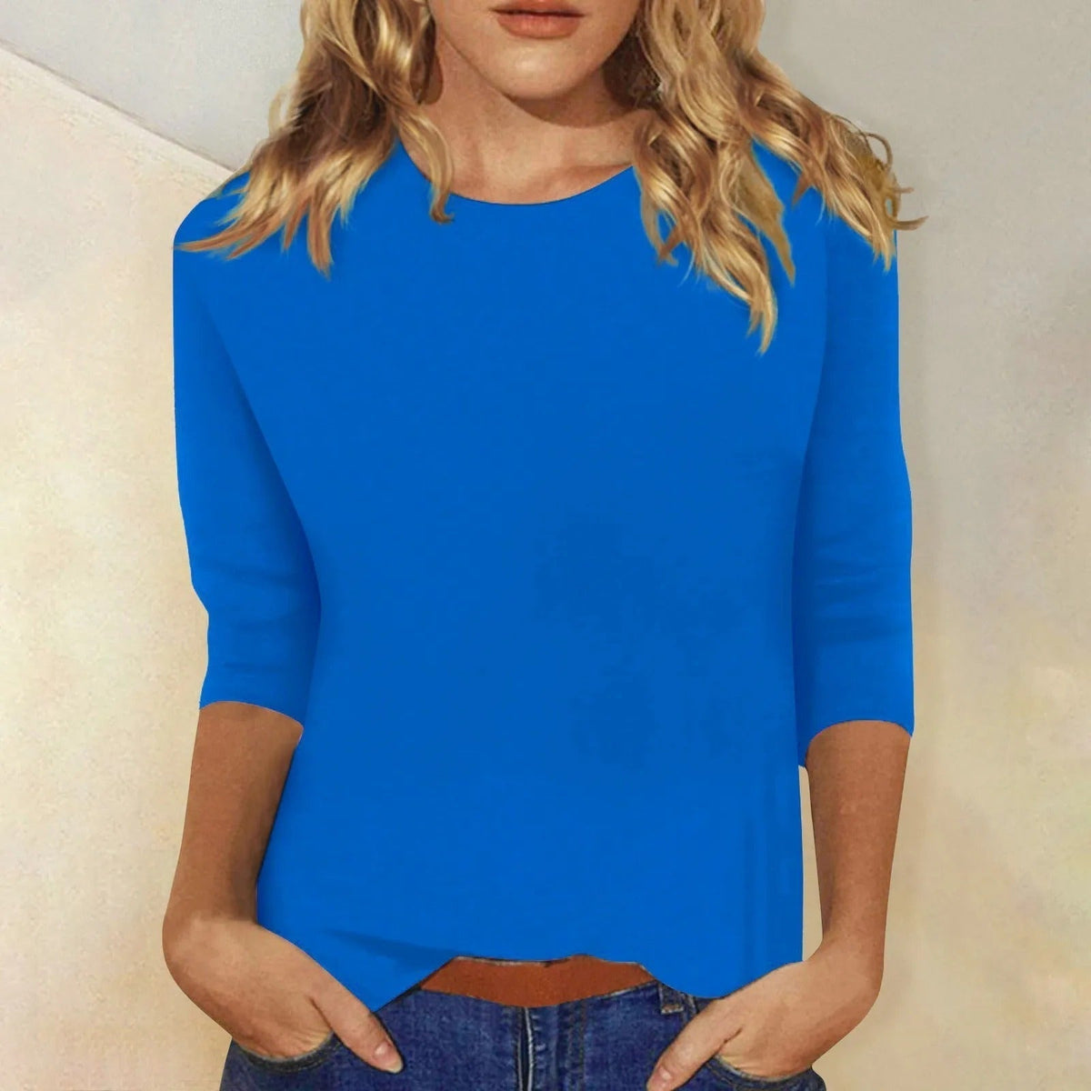 Fließendes Damen-Langarmshirt mit Rundhals