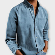 Lässiges Herren-Langarmhemd in Jeans-Optik