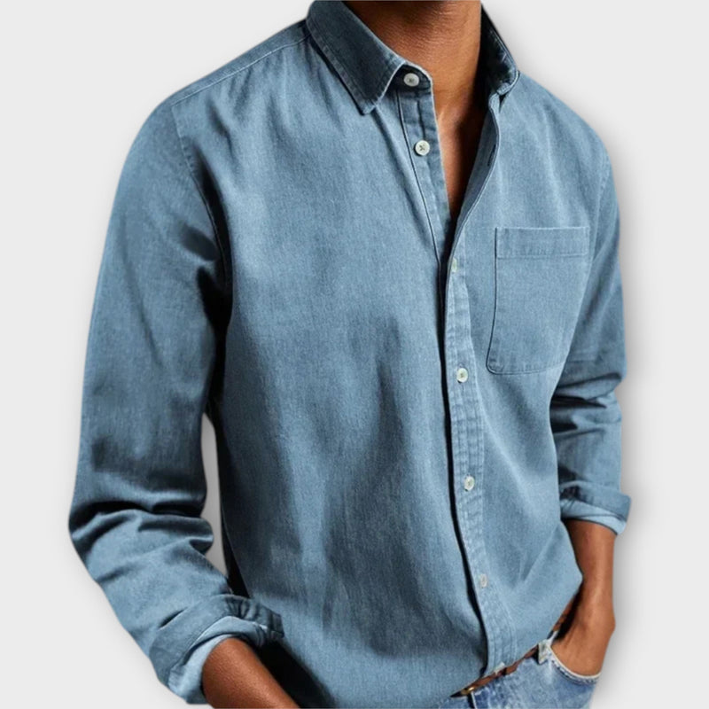 Lässiges Herren-Langarmhemd in Jeans-Optik