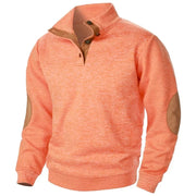 Meliertes Herren-Sweatshirt mit Knopfkragen