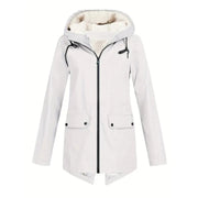 Wasserdichte Damenjacke mit Fleecefutter und Kapuze