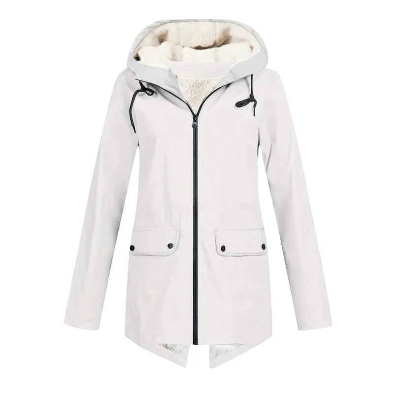 Wasserdichte Damenjacke mit Fleecefutter und Kapuze
