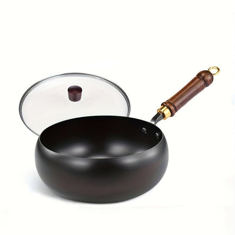 Tiefe Gusseisen-Pfanne mit Deckel