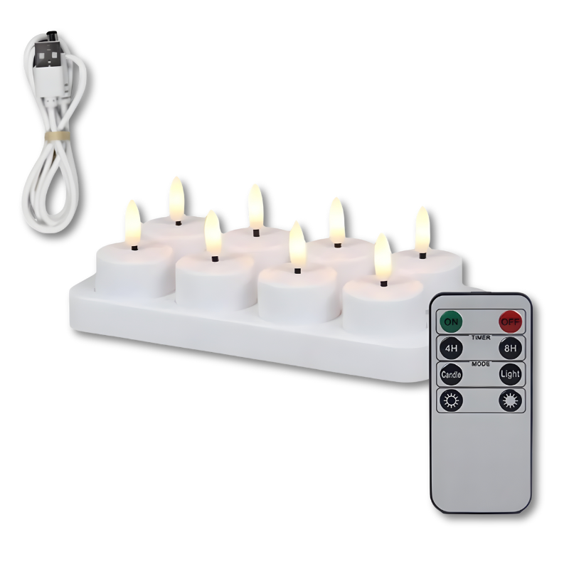 Wiederaufladbare LED-Teelichter mit Fernbedienung