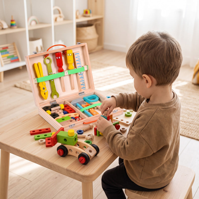 Holz-Werkzeugkiste für Kinder mit 35 Teilen