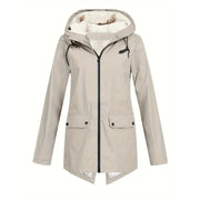 Wasserdichte Damenjacke mit Fleecefutter und Kapuze