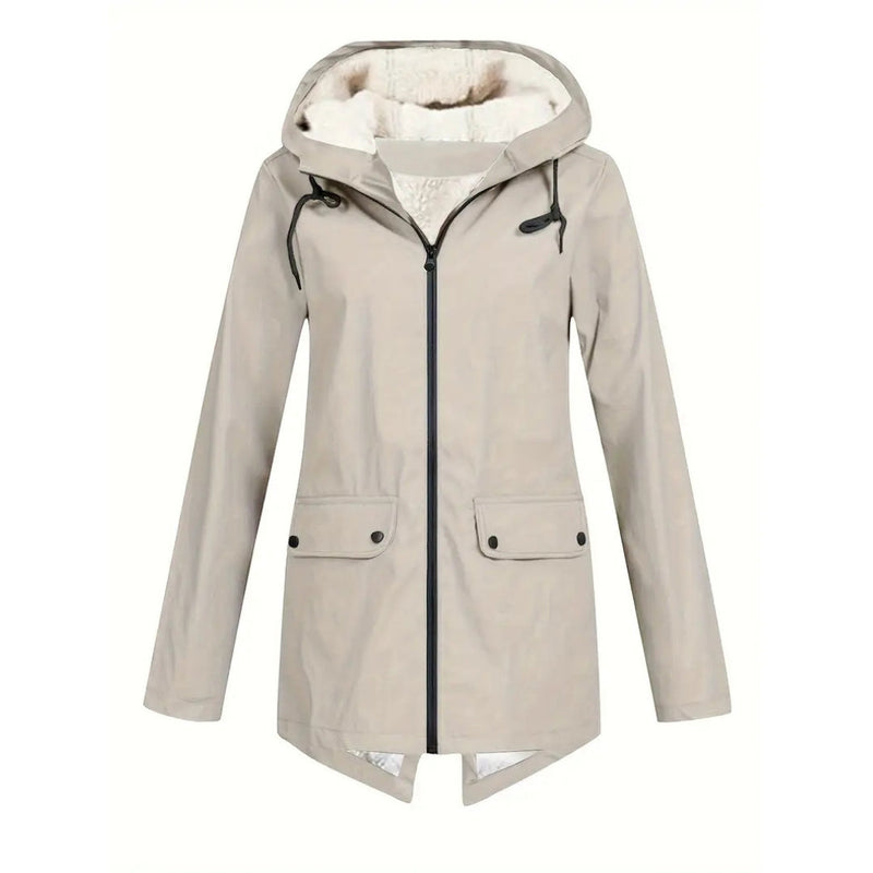 Wasserdichte Damenjacke mit Fleecefutter und Kapuze