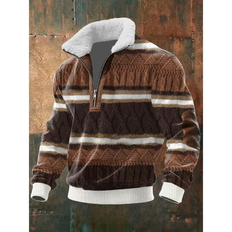 Herren-Strickpullover mit Fleecekragen