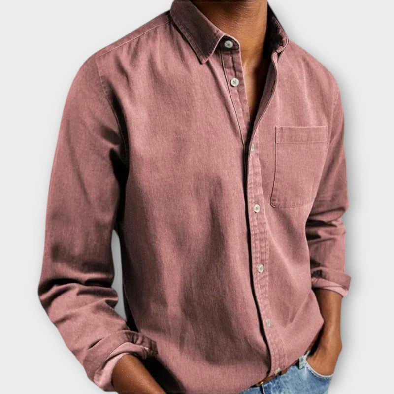 Lässiges Herren-Langarmhemd in Jeans-Optik