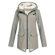 Wasserdichte Damenjacke mit Fleecefutter und Kapuze