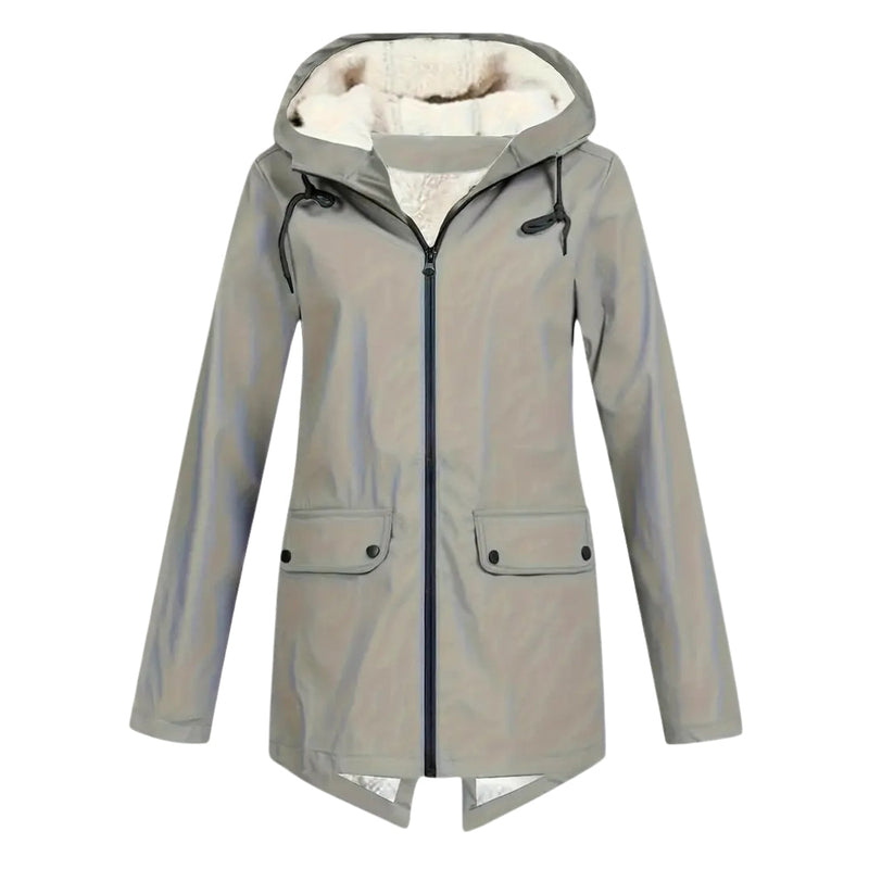 Wasserdichte Damenjacke mit Fleecefutter und Kapuze