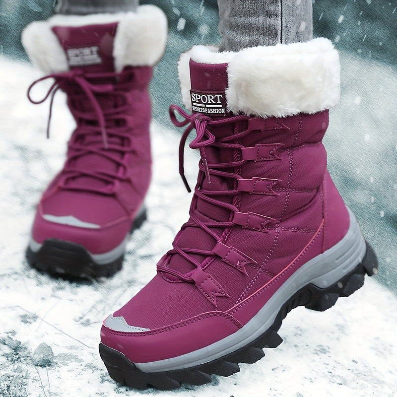 Warme Damen-Winterstiefel mit Fellkragen