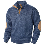 Meliertes Herren-Sweatshirt mit Knopfkragen